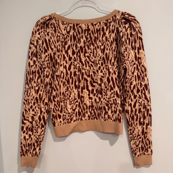 Maeve Puff Sleeve Animal Print Sweater Size S - Picture 4 of 7